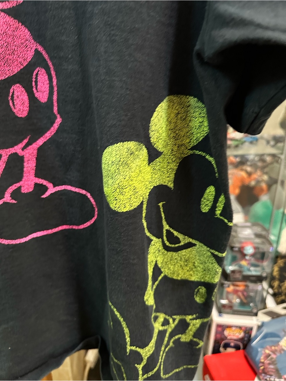 Vintage 90s Disney Character Fashions Mickey Mouse Neon Single Stitch T-Shirt - Picture 4 of 11